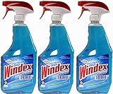 Windex Powerized Glass Cleaner Trigger Spray Bottle with Ammonia-d, 32oz - Pack of 3