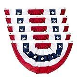 2x4 Ft American Pleated Fan Flag, Patriotic Half Fan Bunting Flag, Indoor Outdoor for 4th of July Decoration Memorial Day (Set of 5)