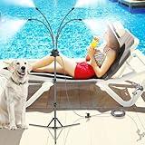 Homasky Standing Misters for Outside Patio, Adjustable Height 5.3 FT Stand Misting System for Cooling Outdoor, Portable Water Mister for Mist Playing, Patio Cooling, Backyard, Porch, Sprinkler (Gray)