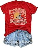 Football Game Day Shirt for Women: Vintage Football Shirts Football Season Fan Tshirt Football Team Short Sleeve Red