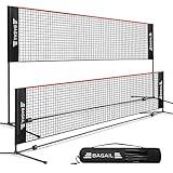 BAGAIL Badminton Net, Foldable Sports Net 10 FT/ 14 FT/ 17 FT Wide, Height Adjustable Net Set with Carry Bag for Tennis, Pickleball or Pool Volleyball - 10ft, Red