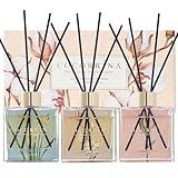 COCORRÍNA Reed Diffuser Set of 3-3 Pack/ 3.04 Fl.oz Diffuser with 24 Sticks Cashmere Vanilla/Sandalwood Rose/Clean Linen Reed Diffuser for Home Bathroom Office Decor