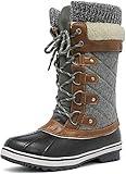 DREAM PAIRS Women's Mid-Calf Waterproof Winter Snow Boots Monte_02,Size 9,Black/Grey,Monte_02