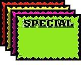 7" x 11" Special Rectangular Fluorescent Burst Neon Retail Sign Cards - Multi-Pack - 100 Total Cards