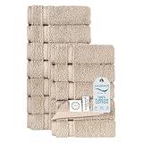 SALBAKOS - Premium Washcloths 12 Pack Set, 100% Turkish Cotton, Highly Absorbent & Quick Dry, Face Towels Wash Cloths for Hotel, Spa & Gym | 13"x13" (Taupe)