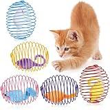 Jecery 5 Pcs Halloween Cat Spring Balls Toys Stretchable Rolling Balls Colorful Playful Coils Interactive Spring Action Toy Caged Rats for Kitten Cat Pet Supplies(Mouse,Multicolor,5 Pcs)