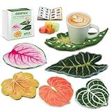 OEHPICC Needle Felting Kit, 6 PCS Plant Leaf Coasters Needle Felting Starter Kit,Wool Felting Kit with Wool Roving, Foam Pad and Instructions for DIY Felting Starters