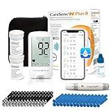 CareSens N Plus Bluetooth Blood Glucose Monitor Kit - 100 Test Strips, Lancets, Meter, Lancing Device, Travel Case, Control Solution