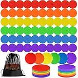 ZIECE 60 Pcs Poly Spot Markers Non-Slip Rubber Floor Dots for Gym, Flat Cones Agility Markers Poly Dots for Gym Floor Spot Markers for Sports Soccer Basketball Speed Agility Training Dance Classroom