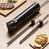 Fuzzipet Electric Knife for Meat Slicing, Electric Bread Knife with 4 Stainless Steel Blades, Electric Cutting Knife for Meats, Poultry, Bread, Cheese & More (Black)