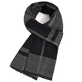 INOGIH Mens Fall Winter Long Plaid Soft Cashmere Scarf with Tassel for Daily Life
