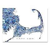 Cape Cod Map Print, Massachusetts USA, City Street Art, Blue