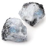 QINJIEJIE 1.8-2.2'' Rainbow Moonstone Raw Crystals 2PCS Natural Rough Healing Crystal Rocks Large Stones for Tumbling Cabbing Polishing Fountain Rocks Bulk DIY Decoration Gifts