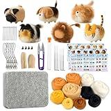 Needle Felting Kit, DIY Crafts for Adults Women, Hobby Kit with Felting Supplies,Felting Needles, Felting Wool and Tools for Beginners, Adult Craft Kits, Animal Kit 6pcs