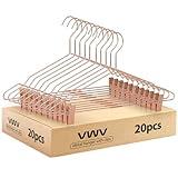 VWV Premium Hanger - 20-Pack Metal Hangers - with Adjustable Clips for Adults and Children's Clothes, Heavy Duty Hangers（Copper）
