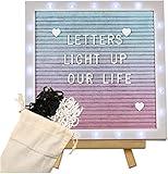 LED Gradient Felt Letter Board Sign Lights, 10in × 10in Changeable Message Board with 470 Black & White Pre-Cut Letters for Christmas Birthday Gifts Baby Showers Wedding Party Decor