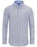 Alimens & Gentle Men's Plaid Button Down Shirts Cotton Long Sleeve Dress Shirts Regular Fit Gingham Shirts