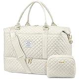 LOVEVOOK Travel Duffle Bag, Weekender Bags for Women with Shoe Compartment, Carry on Bag with Toiletry Bag, Gym Bag with Wet Pocket, Hospital Bags for Labor and Delivery, Beige