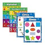 senylanhxy preschool educational Learning 4 pack - ABC Alphabet + Numbers 1-10 + Shapes + Colors Poster Set - Toddler Educational Charts