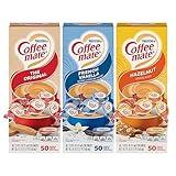 Nestle Coffee mate Creamer Singles Variety Pack, Original, French Vanilla, Hazelnut, Non Dairy, No Refrigeration, 0.375 fl oz Tubs, 150 Count (Pack of 50 Per Flavor)