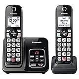 Panasonic Cordless Phone with Answering Machine, Advanced Call Block, Bilingual Caller ID and Easy to Read High-Contrast Display, Expandable System with 2 Handsets - KX-TGD832M (Metallic Black)