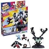 Marvel Stunt Squad Villain Knockdown Playset, Spider-Man and Miles Morales vs. Venom, 1.5-Inch Action Figures, Toys for Kids Ages 4 and Up