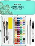 ARTISTRO Watercolor Paint Set, Vivid Colors in Portable Box, Palette set, Including Metallic and Fluorescent Colors. Perfect Travel Watercolor Set for Artists, Amateur Hobbyists and Painting