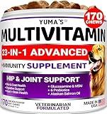 Dog Multivitamin Chewable with Glucosamine - Dog Vitamins and Supplements - 170 Treats - Senior & Puppy Multivitamin for Dogs - Hip & Joint Support - Immune Health, Skin, Heart, Digestion, Probiotics