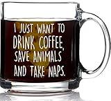 I Just Want to Drink Coffee Save Animals Take Naps Funny Coffee Mug 13oz - Unique Gift For Animal Lovers - Best Pet Lover Gifts - Veterinarian, Dog Mom, Cat Mom, Animal Rescue, Vet Tech