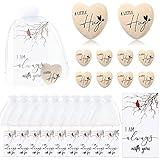 Roowest 50 Sets Pocket Hug Token Gifts for Guest Wooden Heart Token with Sheer Organza Bags Cardinal Greeting Cards for Church Favors Family Funeral