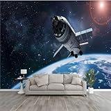 3D Wallpaper Spacecraft Earth planet Spaceship to Moon program Elements this Self Adhesive Bedroom Living Room Dormitory Decor Wall Mural Stick And Peel Background Wall Ceiling Wardrobe Sticker