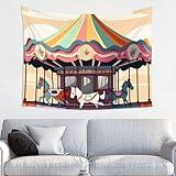 LKVNSWERT Carousel Tapestry for Bedroom Aesthetic Tapestries 29" x 37" Wall Art Decoration Poster Tapestry Funny Hanging Tapestries for Living Room Hippie Dorm Decor