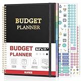 SUNEE Budget Planner - Monthly Budget Book with Expense Tracker Notebook, A4(8.5" x 11") Undated 12 Month Bill Organizer & Finance Planner to Manage Your Money, Account Book with Colorful Tab, Black