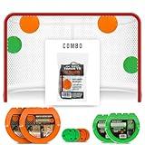 Top Shelf Targets Combo Bundle with Durable Magnetic Hockey Targets/Lacrosse Goal Targets, 4 Tethers and 4 Pucks | Hockey Net Goalie Targets for Shooting Practice and Training