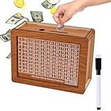 BUUFAN 100 Days Money Savings Challenge Wooden Money Box with Built-in Challenge - Fun and Motivational Cash Saving Box for Kids and Adults Best Gift for Friends（$5050）