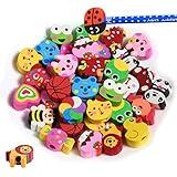 35PCS Fun Animal Fruit Pencil Topper Erasers for Kids Bulk,Cute Top Erasers Caps for Pencil,Back to School Party Gifts (Pattern Random)