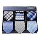 HISDERN Lot 5 PCS Classic Men's Silk Tie Set Necktie & Pocket Square with Gift Box,T5-s5,One Size