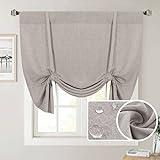 H.VERSAILTEX Linen Tie Up Curtains Thermal Insulated Waterproof Balloon Roman Shade Light Filtering Adjustable Bathroom Rod Pocket Panel for Small Window,42in Wide by 63in Long,Heather Taupe