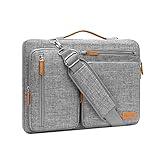 MOSISO 360 Protective Laptop Shoulder Bag,15-15.6 inch Computer Bag Compatible with MacBook Pro 16, HP, Dell, Lenovo, Asus Notebook,Side Open Messenger Bag with 4 Zipper Pockets&Handle, Gray