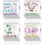 Fullhawl 4 Rolls Merry Christmas Toilet Paper Santa Toilet Tissue Disposable Xmas Paper Towels Christmas Stocking Stuffers for Xmas Holiday Birthday Party Supply(Cute)