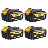 DEWALT 20V MAX Battery with LED Charge Indicator, 3 Amp Hour, 4 Pack (DCB200-4)