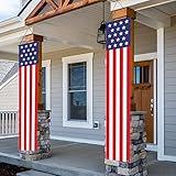 KENPMA Patriotic American Flag Banners - Decorations for 4th of July Decor - Stars & Stripes Porch Sign Decor - Perfect for Independence Day, Memorial Day, Veterans Day, and More - Indoor/Outdoor Use
