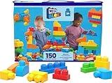 MEGA BLOKS First Builders Toddler Blocks Toys Set, Deluxe Building Bag with 150 Pieces and Storage, Blue, Ages 1+ Years