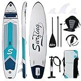 YUSING Inflatable Paddle Board with Seat, 11' x 32'' x 6" SUP, Paddle Boards for Adults, Non-Slip Deck SUP Paddle Board with Premium Kayak and SUP Accessories,3 Removable Fins