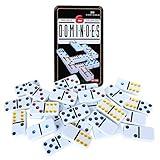 Offelec Double Six Dominoes, 28 Tile Colored Dots Domino Game Set with Tin Box, Classic Family Board Games for Kids, Adults and Families for 2-4 Players