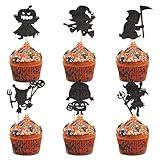 Ercadio 36 Pack Pumpkin Cupcake Toppers - Glitter Ghosts, Cupcake Picks for Halloween & Baby Showers
