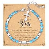 AryaHozel Cross Bracelet, Turquoise Jewelry, Christmas Stocking Stuffers for Teens, Christian Gifts for Women Birthday Religious Faith Jesus Catholic Confirmation Bible Verse Easter Basket