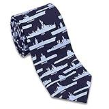 Josh Bach Men's Military Ships and Submarines Necktie, US Navy History Necktie, 100% Silk Blue, Made in USA