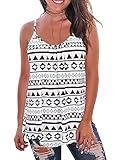 Kaei&Shi Print Long,Flowy Tank Top for Women,Loose Cami,Pleated Dressy Swing Spaghetti Strap Camisole 4X 4XL Plus Size Black Tribal XXXX-Large