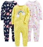 Simple Joys by Carter's Baby Boys' 3-Pack Snug Fit Footless Cotton Pajamas, Navy Space/White Dinosaur/Yellow Dots, 18 Months